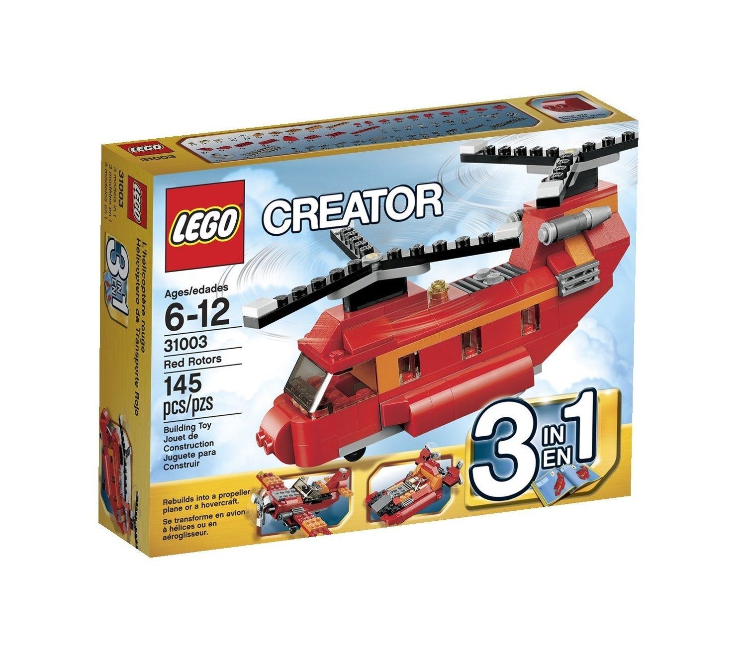 31003 RED ROTORS lego creator helicopter plane hovercraft NEW legos set 3 in 1