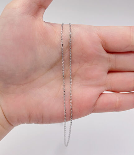 14k Gold Adjustable White Gold Authentic Genuine Flat Rolo Chain 20" - Picture 3 of 3