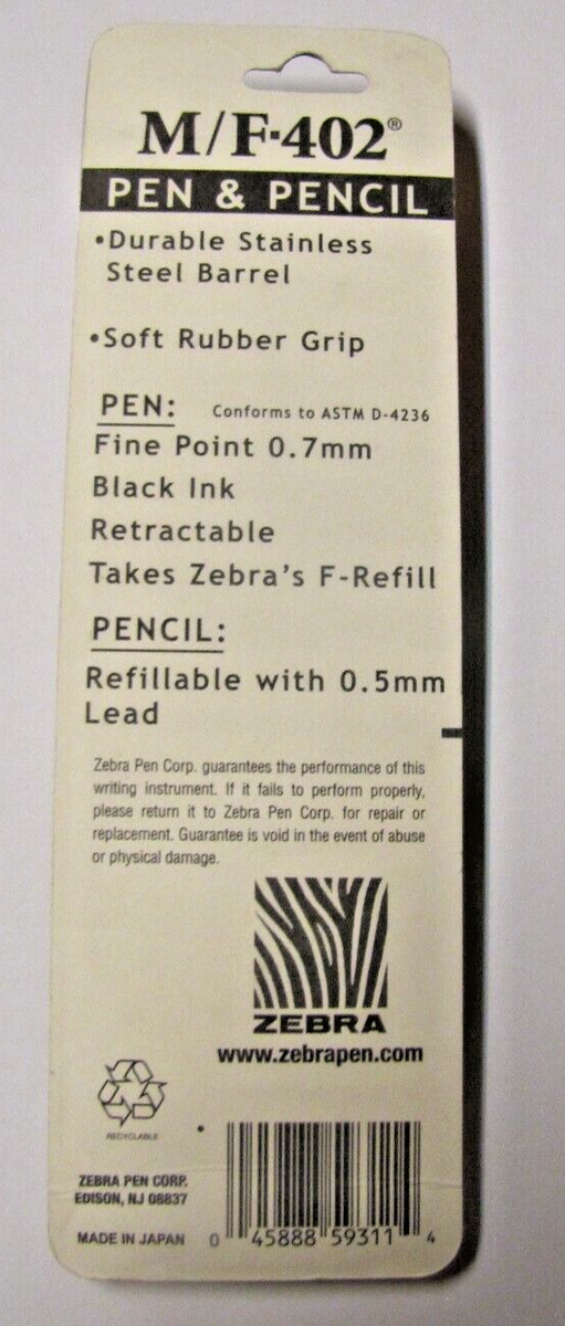 Zebra M/F-402 Pen & Pencil Set Made in Japan | eBay Zebra M/F-402 Pen & Pencil Set Made in Japan | eBay