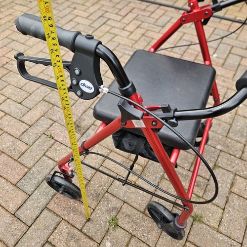 DRIVE 4 Wheel Rollator Walker w Seat & Storage Red Frame Max User Weight 135Kg - Picture 20 of 23