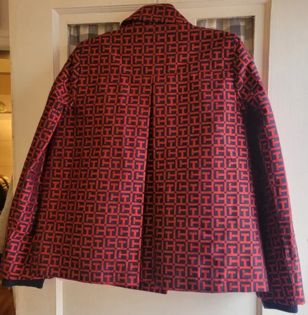 Tommy Hilfiger Women's Red Blue Print Double Breasted Jacket Size Medium thumbnail 2