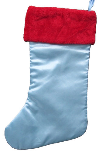 Snoopy Christmas Peanuts Santa Stocking New Lt Blue Cute! 18" Faux Fur HH - Picture 2 of 2