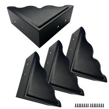 Large Metal Corner Guards 3.7 x 3.7 x 1.5 Inch Set of 4 Decorative Black