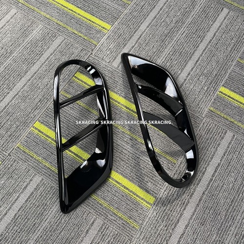 Glossy Black Front Bumper Grill Fog Air Vent Cover 15+ Fits Benz W205 C250 C43 - Picture 12 of 15