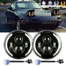 2x Fit Mazda Miata MX-5 MX5 1990-1997 DOT 7" inch Round LED Headlights Halo DRL