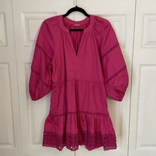 ALEXIS Pink Mini Dress with Tassel tie at waist Extra Small