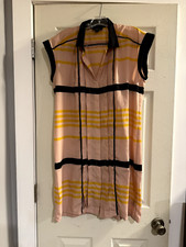 Jason Wu For Target Womens Shift Dress Size Large Striped Pleated Short Sleeve