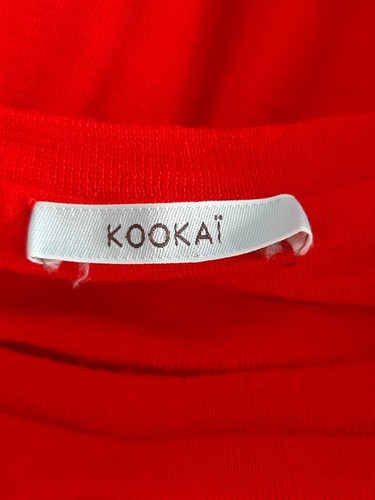 Kookai Size 8 Red Wool Knit Half Sleeve Bodycon Dress Shoulder Zip Accents - Bild 6 von 9