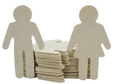 24 Pack -Wood Male & Female Shapes, 4.5" High Wood Natural Slices Wooden Cutouts