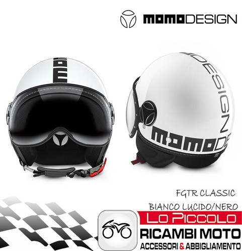 MOMO DESIGN CASCO MOTO JET FIGHTER CLASSIC BIANCO LUCIDO/NERO MIS M | eBay