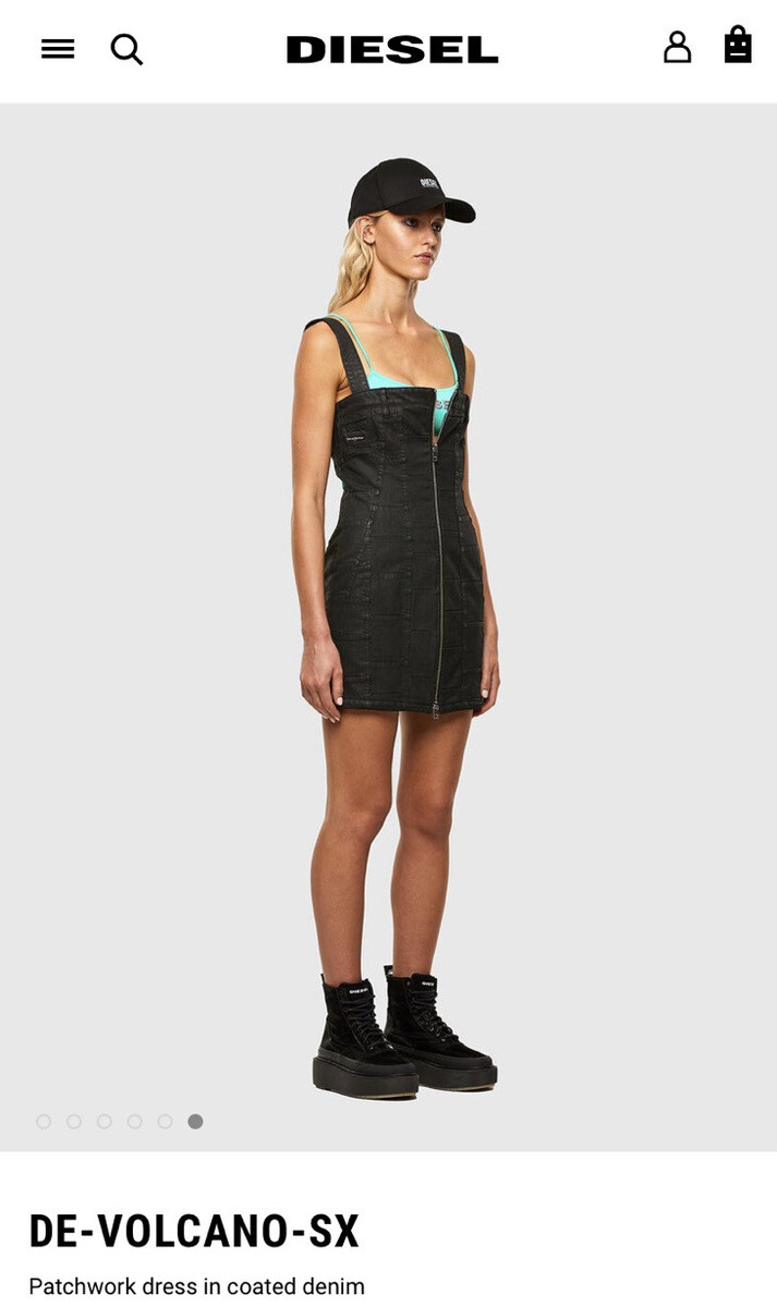 diesel womens dress DE-VOLCANO-SXPatchwork dress in coated denim | eBay