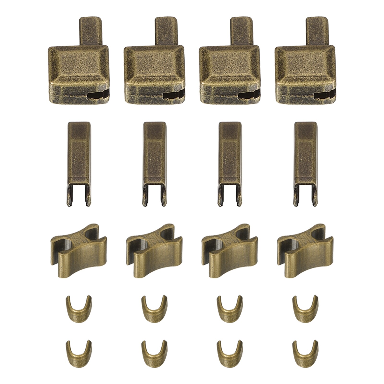 4Sets Zipper Repair Kit #5 Retainer Insertion Stops Latch Slider Bronze Tone