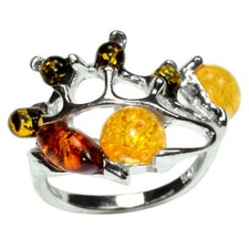 3.2g Authentic Baltic Amber 925 Sterling Silver Ring Jewelry N-A7366 s.6