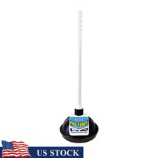 Pro-Force Toilet Plunger Heavy Duty Plastic Handle W/ Drip Tray Easy Grip Clean