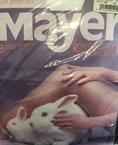 Vintage Mayer Bunny Soft Control Top Nylon Sheer Pantyhose White TALL 1985 USA - Picture 15 of 16