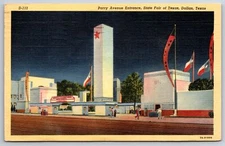 Dallas Texas~State Fair~Parry Avenue Entrance @ Night~Linen Postcard