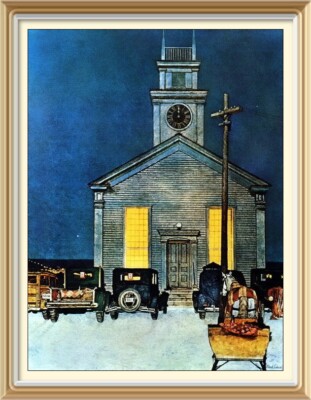 Vintage 1975 Mead Schaeffer Saturday Evening Post Kunstdruck Weihnachten 1944 Nacht