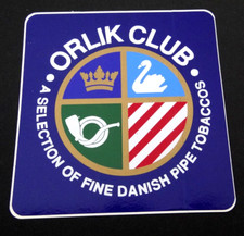 Adesivo pubblicitario Orlik Club tabacco da pipa Danimarca Scandinavian Pipe Tobacco anni 80