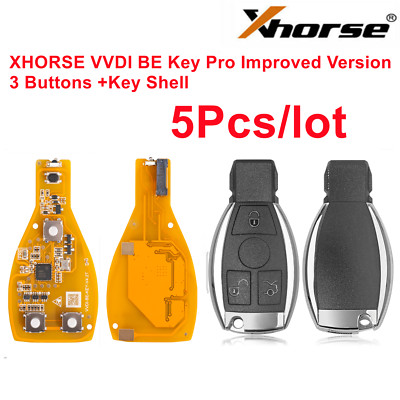 5PCS Xhorse VVDI BE Key Pro Improved Version+Smart Key Shell 3 Button For Benz