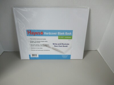 HAYES PUBLISHING PLAIN WHITE BLANK BOOK 11W X 8.5H  NEW IN PACKAGE