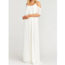 Show Me Your Mumu Caitlin Ruffle Maxi Dress Size Small White