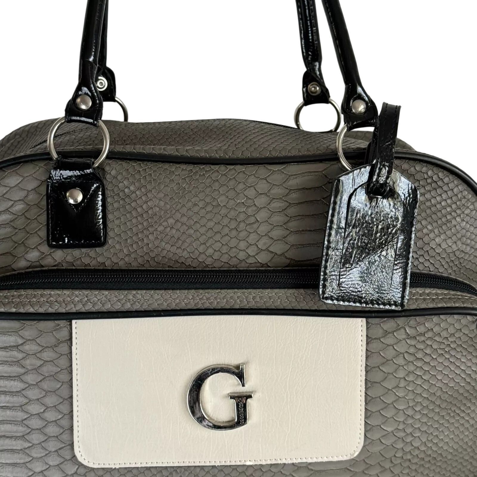 Guess Womens Diaper Bag Grey Python-Embossed with… - image 8