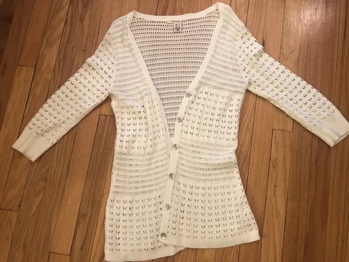 DKNY White Knitted Sweater Cardigan 