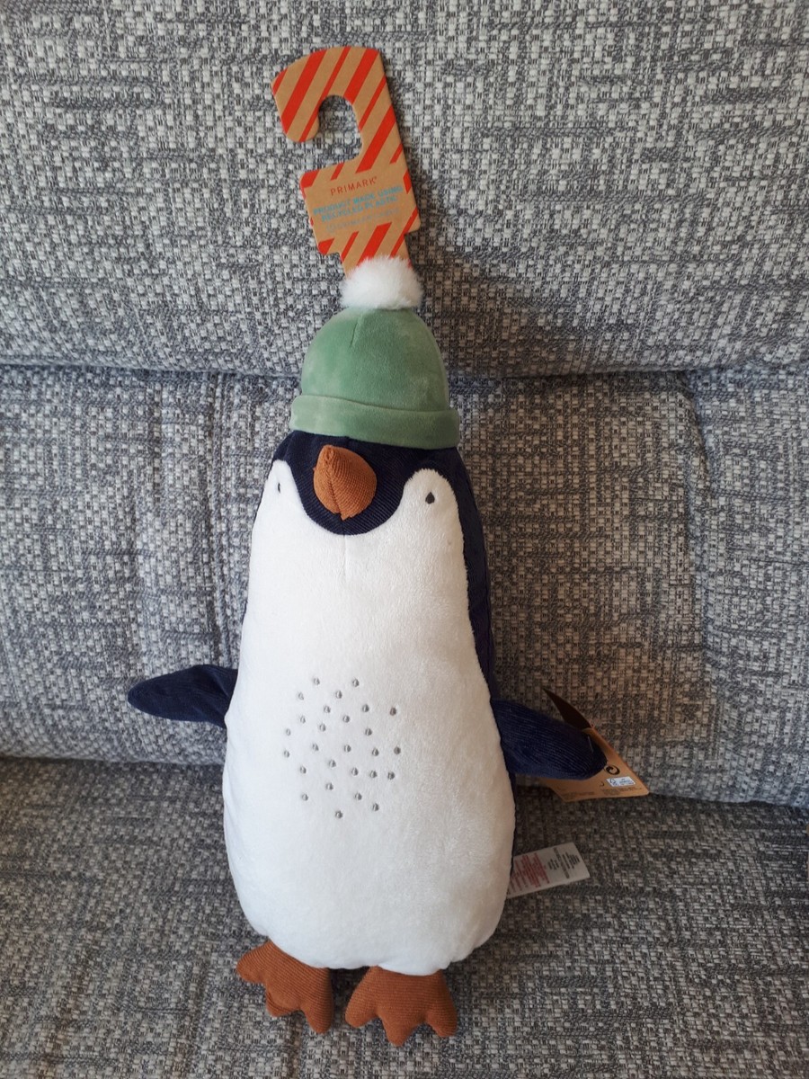 Large Primark Winter Christmas Penguin With Hat Plush Soft Toy