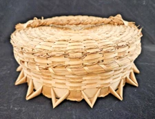 Antique Mi'kmaq Micmac Passamaquoddy Indian Basket w/ Ash Curls Signed
