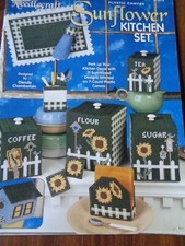 PLASTIC CANVAS PATTERNS SUNFLOWER KITCHEN SET CANISTERS ACCESSORIES PLACE MAT