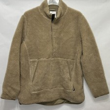 Nike Therma Fit Yoga Sherpa Men Size Large Zip Pullover Fleece Sweatshirt Beige