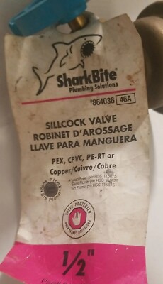 Shark Bite Sillcock Valve PEX, CPVC, PE-RT, Or Copper. Lead Free Product #...