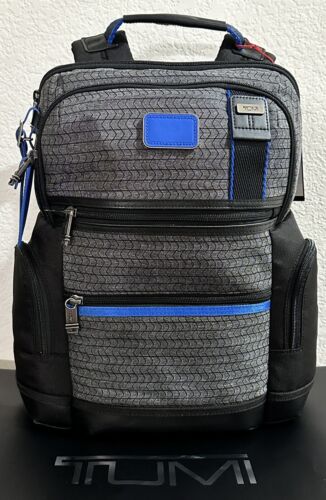 NWT TUMI Parrish Backpack Charcoal with Chevron Blue Trim