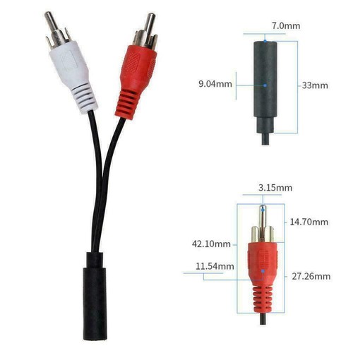 New 3.5mm Audio Jack Female To 2 x Phono RCA Male Stereo Cable Connector X7U9 - Afbeelding 7 van 11