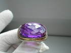 STERLING SILVER & EXTRA LARGE FACETED AMETHYST RING UK SIZE L 1/2 JC LONDON