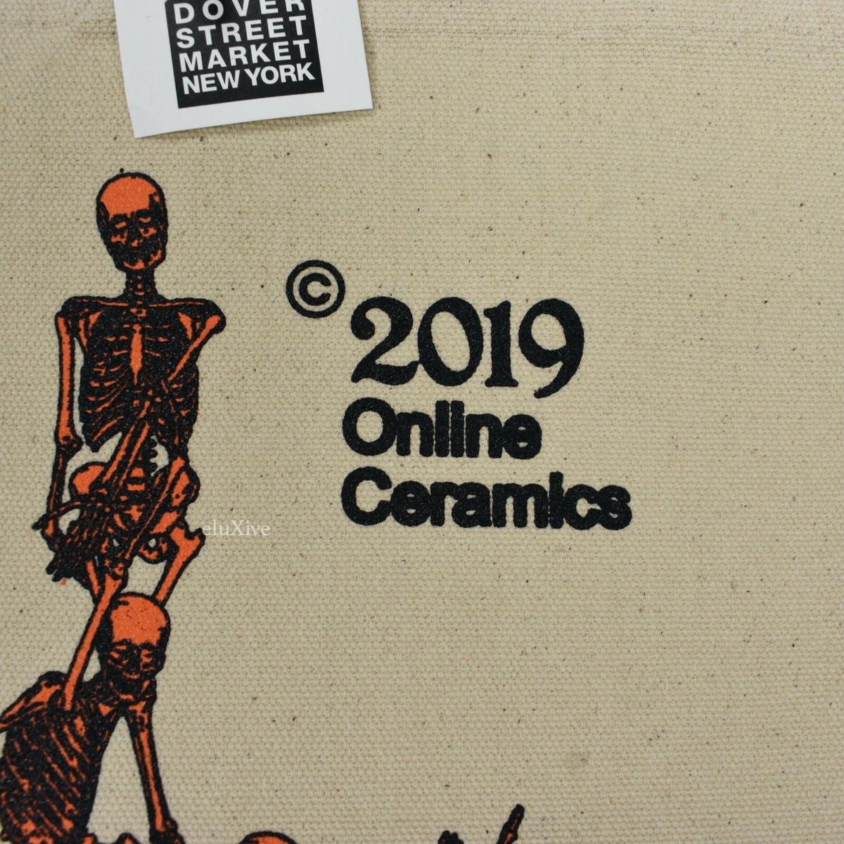 NWT Online Ceramics 2019 Fall Tour Skeleton Print Tote Bag Tan