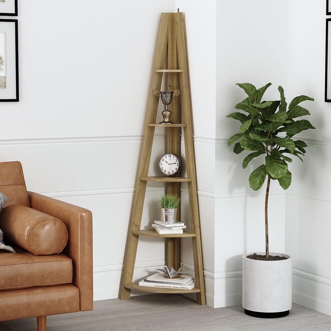 Corner Ladder Shelving Unit Rack Shelf Bookcase Display Stand Storage