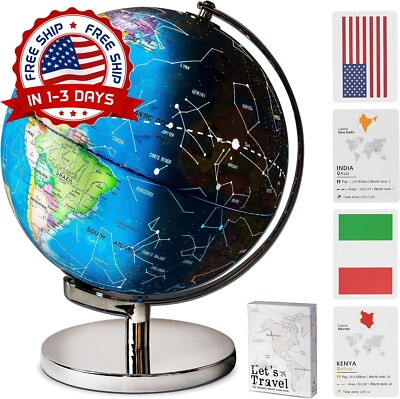 Globo terráqueo educativo para niños con precisión de lámpara de luz LED US NEW