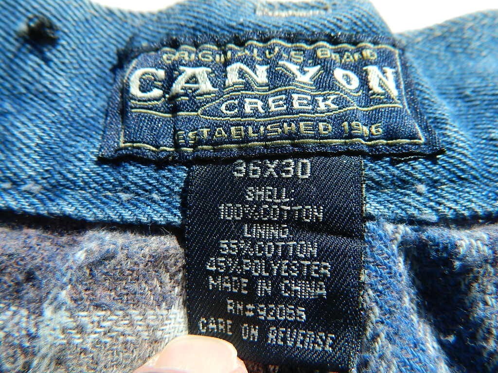 に Canyon Creek Flannel Lined Carpenter Blue Jeans Men's Size 36X30