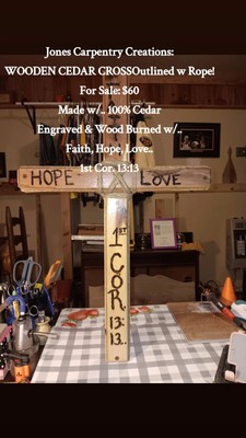 100% Engraved Wooden Cedar Cross