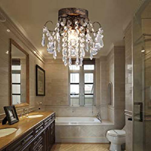 Rustic Flush Mount Ceiling Light Fixture Small Vintage Crystal Mini Chandelier - Bild 12 von 12