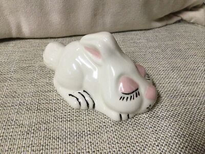 Vintage Sleeping Bunny Rabbit Ceramic Figurine, Adorable   