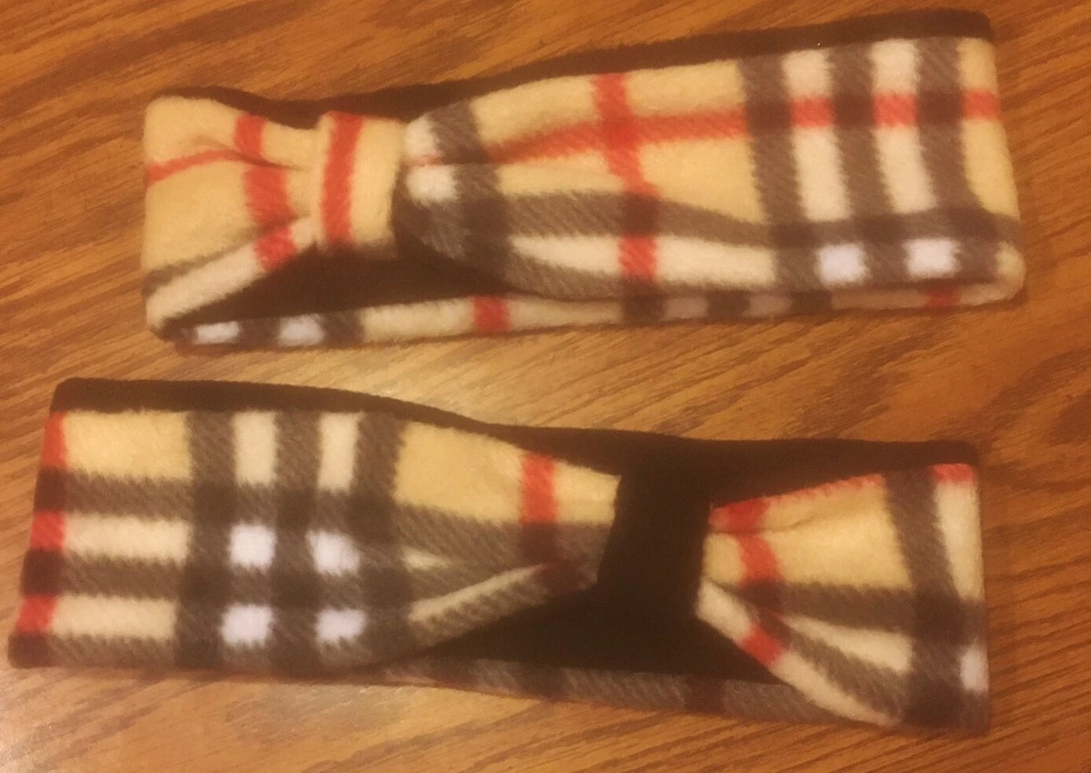 Black or Purple Plaid Check Burberry Pattern Ear Warmer Headband