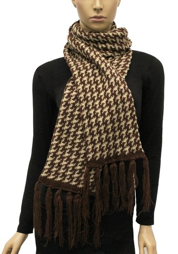 Women's Thick Houndstooth Scarf with Fringe Fall Winter Cute Warm Long Scarf  - Bild 12 von 14