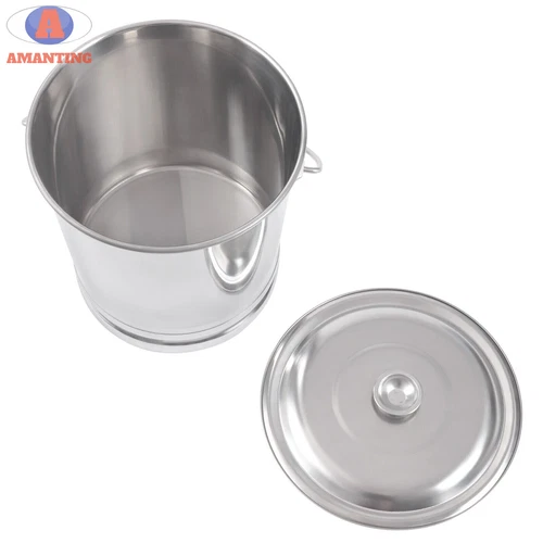 14L Stainless Steel Milk Pail Bucket with Lid Stainless Steel Container NEW! - Bild 3 von 6