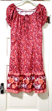 FLASH SALE! NEW Womens Peasant Dress XL Wine Red Pink Coral Floral Cap Short Slv