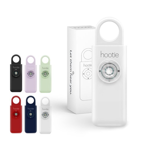 Hootie Persönlicher Sicherheitsalarm für Damen, Herren & Kinder - Schlüsselanhänger Alarm, weiß