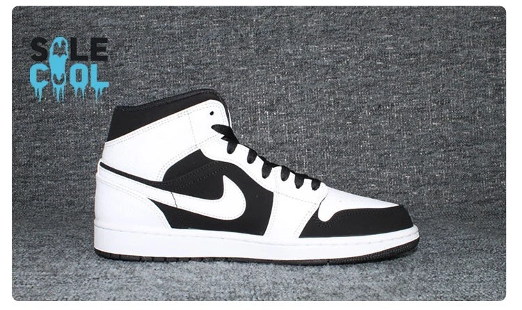 Nike Air Jordan 1 Retro Mid Esmoquin Negro Blanco Para hombres Tenis Zapatos 554724-113 Foto 3 de 4