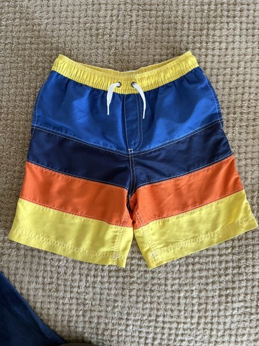 BOYS HANNA ANDERSSON COLOR BLOCK SWIM TRUNKS SHORTS SIZE 8 - Picture 2 of 14