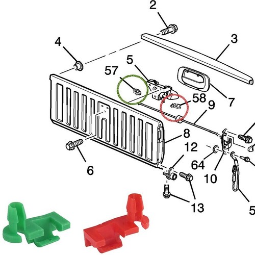 Mopar door lock rod clips (1 pr) 68-72 B Body 70-74 E Body 4658677 4658676 TG-04 - Picture 15 of 16